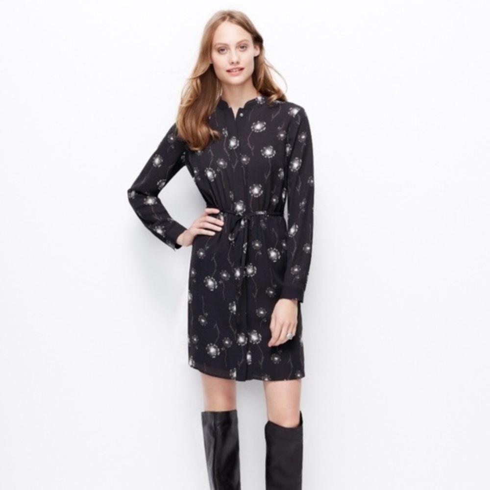 Ann Taylor Black Dandelion Shirt Dress